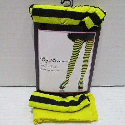 Stripe Women Tights Costume Yellow Black Up To 150 Lbs Nylon Stretch OSFM New