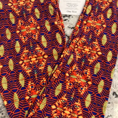 LuLaRoe One Size Blue, Orange, Beige, and Light Mint Kaleidoscope Pattern