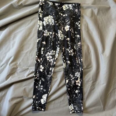 Victoria's Secret Black Lois Floral Leggings Size 8 Sport High Rise Yoga Workout