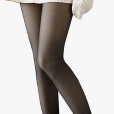 Fleece Lined Tights for Women Fake Translucent Nude & Black Tights