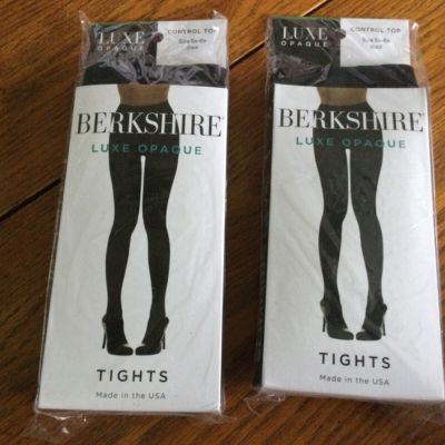 Lot of 2 Berkshire Luxe Opaque Control Top Tights Black Women's Size 5x-6x