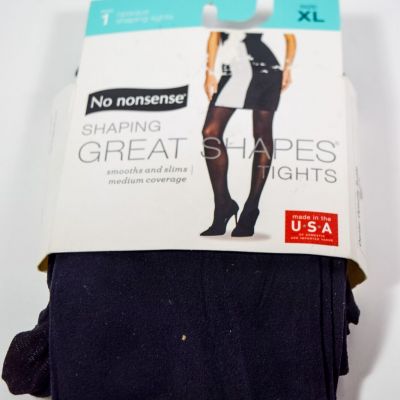 1 No Nonsense Women's Great Shapes BLACK Opaque Shaping Tights Size XL