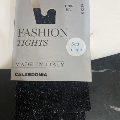 Calzedonia glitter fashion tight, size 3/4 (M/L), Black, brand new