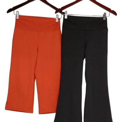 Set of 2 zuda Cropped Flare & Capri Leggings Regular Women's Sz XS Orange