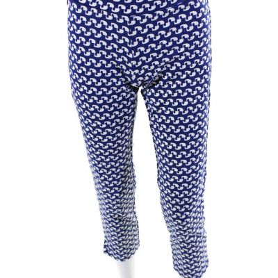 J. Mclaughlin Womens Abstract Stripe High Waist Leggings Pants Blue White XS