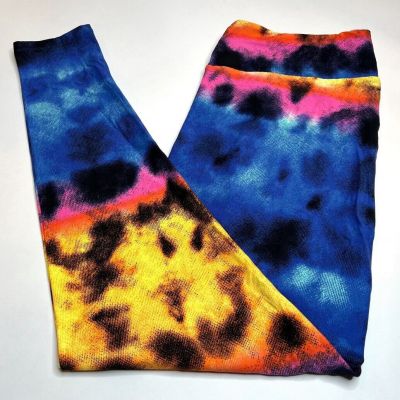 NEW LuLaRoe TC2 Leggings BLACK Tie Dye RAINBOW PRIDE Tropical COLORFUL Vacation