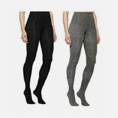 Yummie by Heather Thomson 2 Pack Opaque Tights (BLACK/HEATHER GRAY, Large) NWT