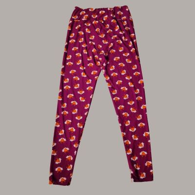 Lularoe Leggings One Size Magenta Fox Face Print Lounge Pants