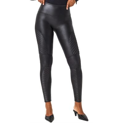 NEW SPANX FAUX LEATHER MOTO LEGGINGS PANTS BLACK SIZE 1X