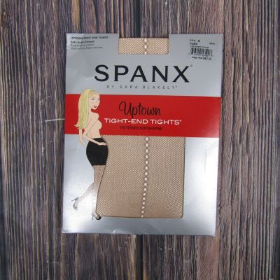 Spanx 1807A Nude Size A Side Seam Fishnet Tights Uptown Shaping Tummy Control