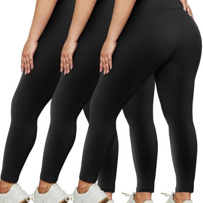 3 Pack Leggings for Women(X-Large - 3X)-Stretchy Soft for Workout Running Yoga