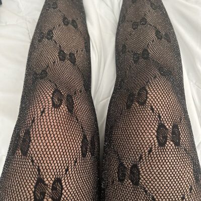 Gucci GG Logo Tights- Small. GG knit tights with silver metallic threads