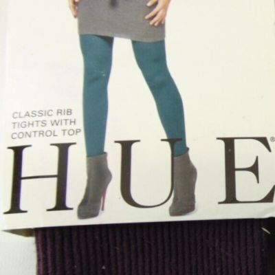 HUE Classic Rib Tights With Control Top Size 1 BlackBerry Ribbed Tight Womens