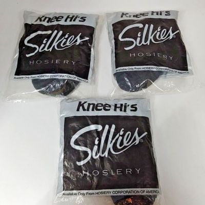 Silkies Knee-Hi Lot of 3 Jet Black Knee-Highs 9 Pairs 008 New NOS