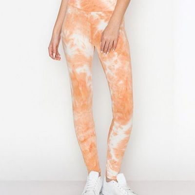 MSRP $34 Sbs Fashion Baked Peach Tie-Dye Leggings Peach Size Medium NWOT