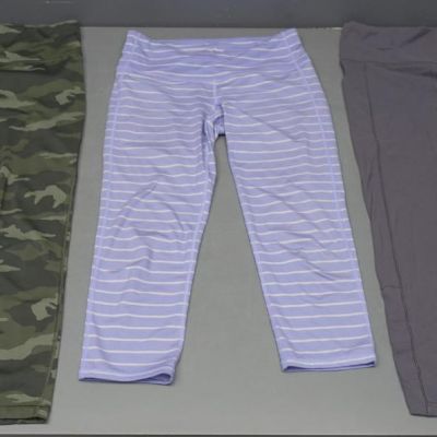 ATHLETA Lot 3 Small 7/8 Athletic Stretch Legging Workout Pant Camo/Stripe/Gray