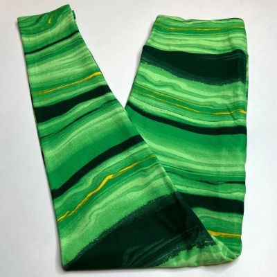 NEW LuLaRoe OS Leggings GREEN GOLD Swirl Marble Halloween Line Stripe St Patrick