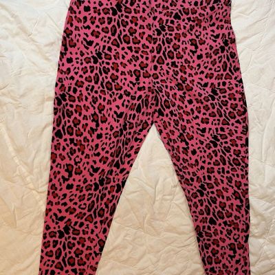 Torrid Leggings Plus Size 3 Pink Cheeta Print Cropped Stretch Pants Athleisure