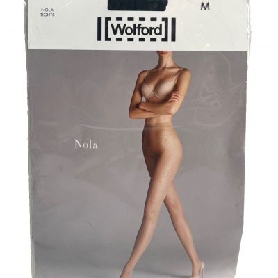 WOLFORD Nola Tights Luxury Sz M Black/Black NWT 14535 polka dot