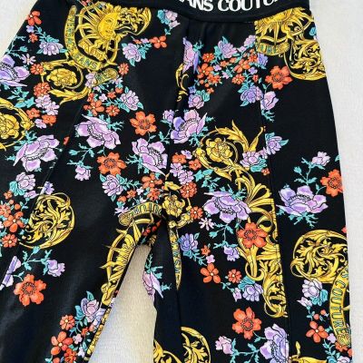 Versace Jeans Couture Women's Black Logo Stretchy Nylon Long Leggings Size S