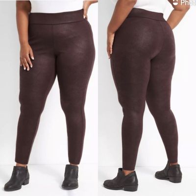 Lane Bryant Brown Faux Leather High Rise Stretch Leggings Plus Size 28