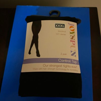 NEW WOMEN'S SIZE XXXL JOYSPUN 2 PACK BLACKOUT CONTROL TOP TIGHTS 120 DENIER