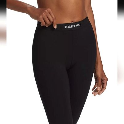 NWT$350 Tom Ford Cropped Logo Waist Band Leggings Yoga Pants Sz Large