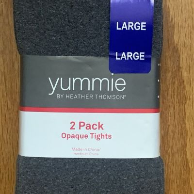 Yummie by Heather Thomson Size L Smooth Seam Opaque Tights 2 Pack Black Gray NWT