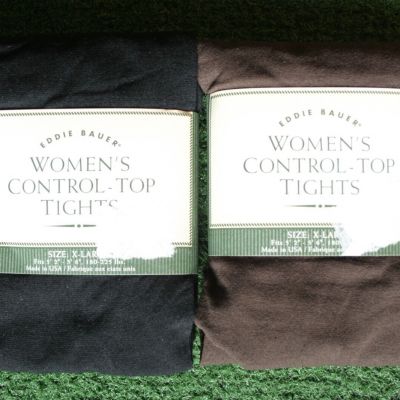 Lot of 2 EDDIE BAUER Control-Top Tights Black & Brown Women's Sz. XL