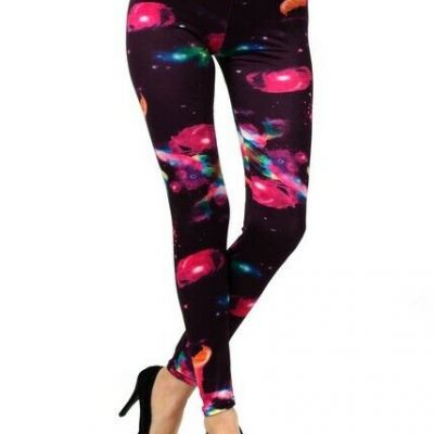 premium Lady's Exploration Outer Space in Red Printed Fashion Legging