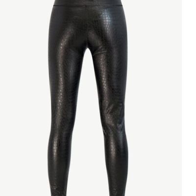 Scoop Women's Faux Leather Embossed Black Croc Leggings Size M(8-10)