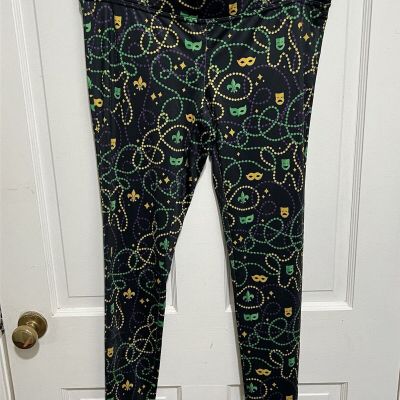 Tipsy Elves Women’s Mardi Gras Leggings Pants Size Large