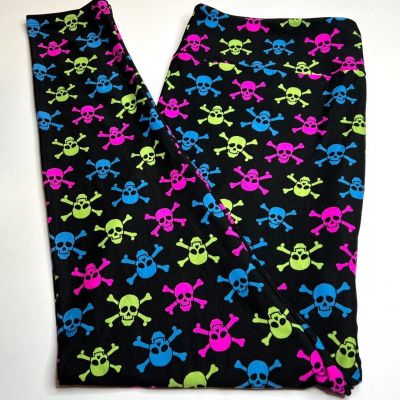 NEW LuLaRoe TC2 Leggings BLACK Halloween SKULL BONES Pirate JOLLY ROGER Poison