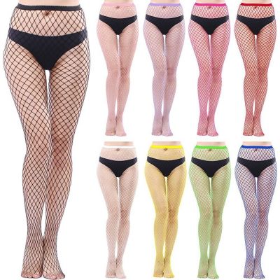 Multipack Fishnet Tights for Women Multi colored Thigh High Stockings Mesh Hi...