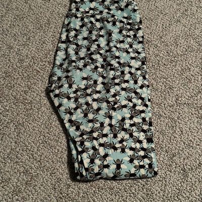 LuLaRoe Leggings One size Light Blue w/ Black And Yellow Bumble Bee ????