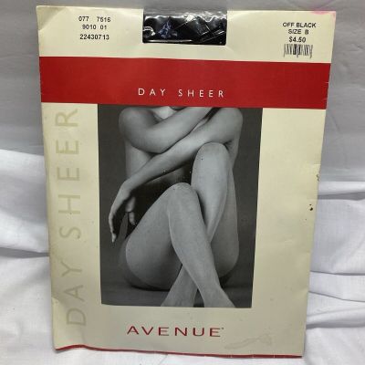 Vintage Pantyhose Tights New Day Sheer Avenue Off Black Size B Made In USA