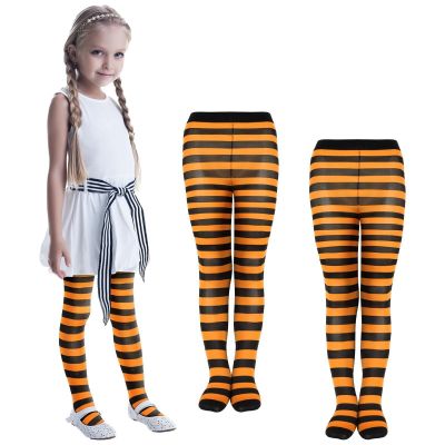 2 Pairs Girls' Striped Tights 7-12T Kids Thigh High Socks for Carnival Mardi ...