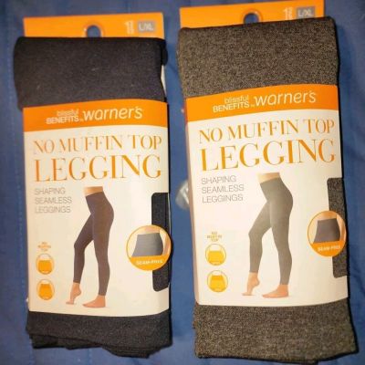 Blissful Benefits by Warner's No Muffin  Top leggings Seamless L/XL Lot of 2