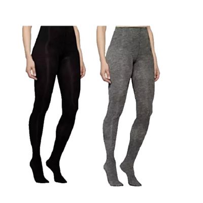 YUMMIE BY HEATHER THOMSON 2 PACK OPAQUE TIGHTS ( BLACK/GRAY, SMALL ) NWT