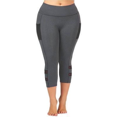 Plus Size Women's Leggings Ladies Sports Gym 3/4 Cropped Stretch Capri Pants US