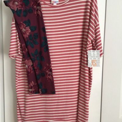 Lularoe floral leggings OS Lularoe striped Irma XS outfit