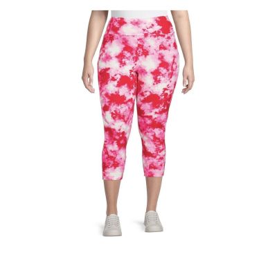 Terra and Sky High Rise women Pink and Red Valnetine Capri Leggings size 1X New
