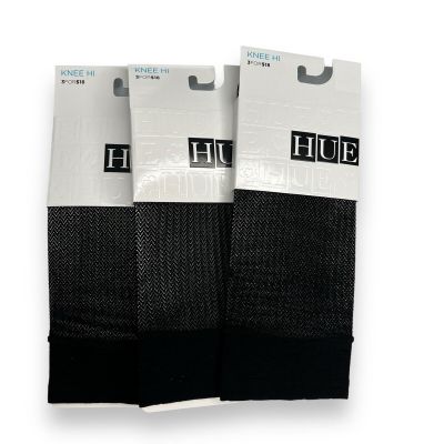 Hue Women’s Herringbone Net Knee-Hi Black One Size Fits Most 3 Pair