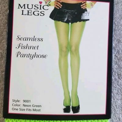 Music Legs NEON GREEN  FISHNET STOCKING