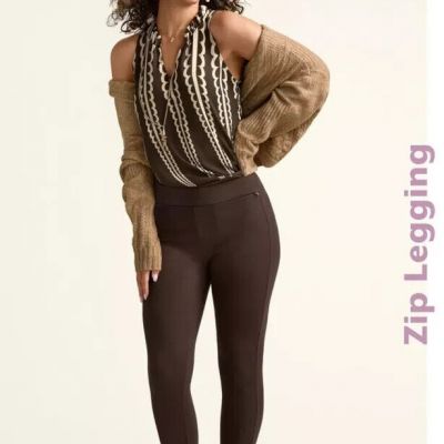 NEW $119 Cabi Zip Legging, Size Large, Dark Chocolate, Fall 2023 Style #4613