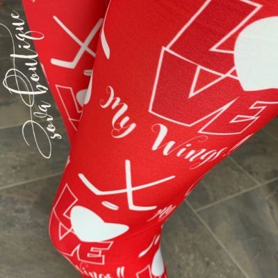 NWT Plus Red and White Red Wongs Hockey Leggings Women’s Cury Plus Sizes 14-20