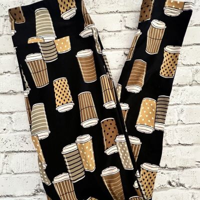 LuLaRoe Coffee Latte Cups One Size OS Leggings HTF