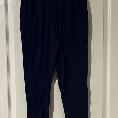 Denim & Co. Active Duo Stretch Tall Crop Leggings with Pockets Navy XST A571906