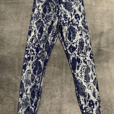 Carbon 38 Metallic Blue Snake Print High Rise Leggings Size M