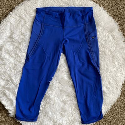 Lululemon Blue Crop Leggings Zipped Leg Pocket Womens Size 6